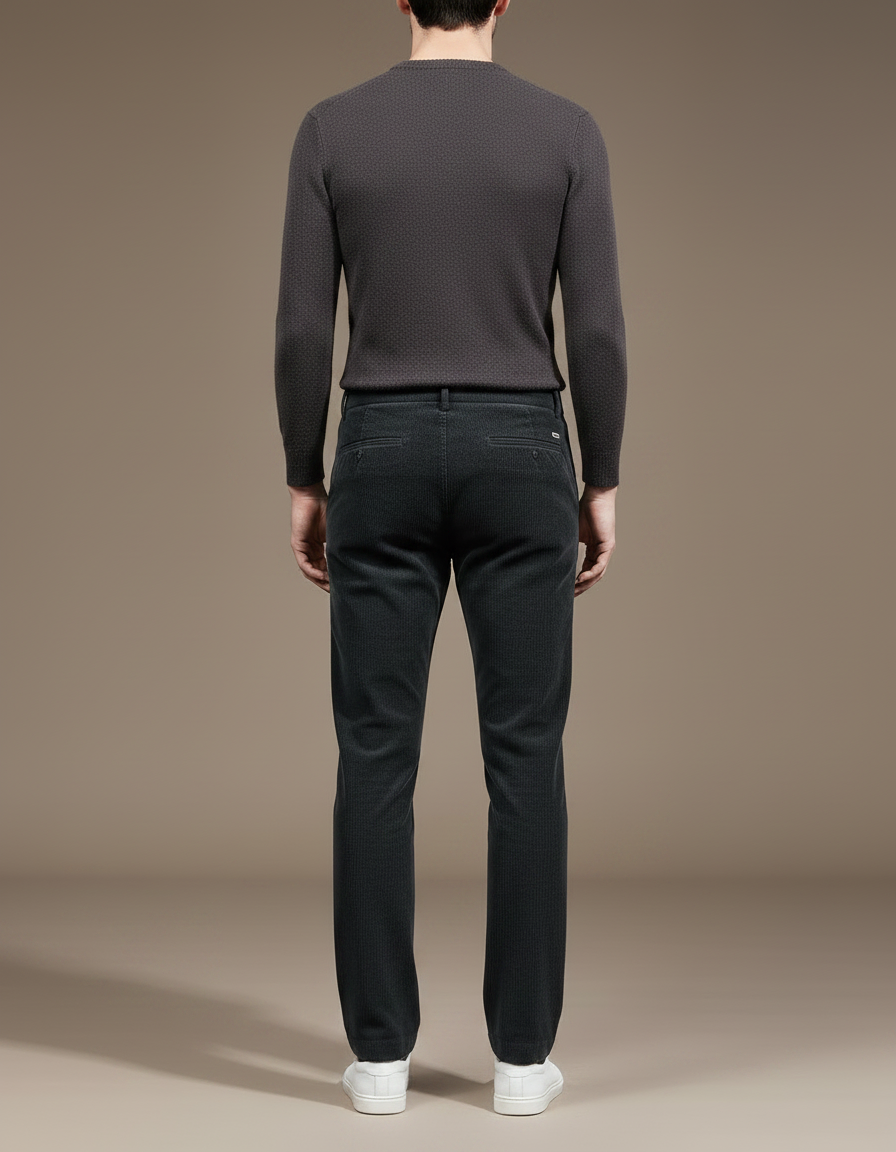 Pantalon Gris Côtelé Confortable Décontracté Homme - Cordé - vue 2