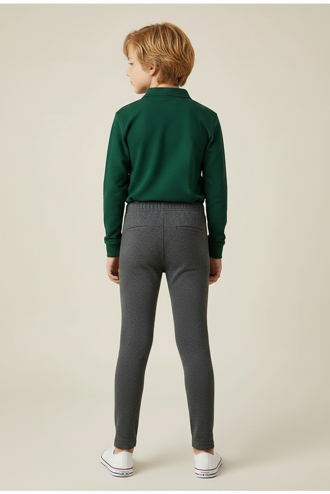 Pantalon Gris Élastique Slim Enfant Garçon Fille - Molleton - vue 2