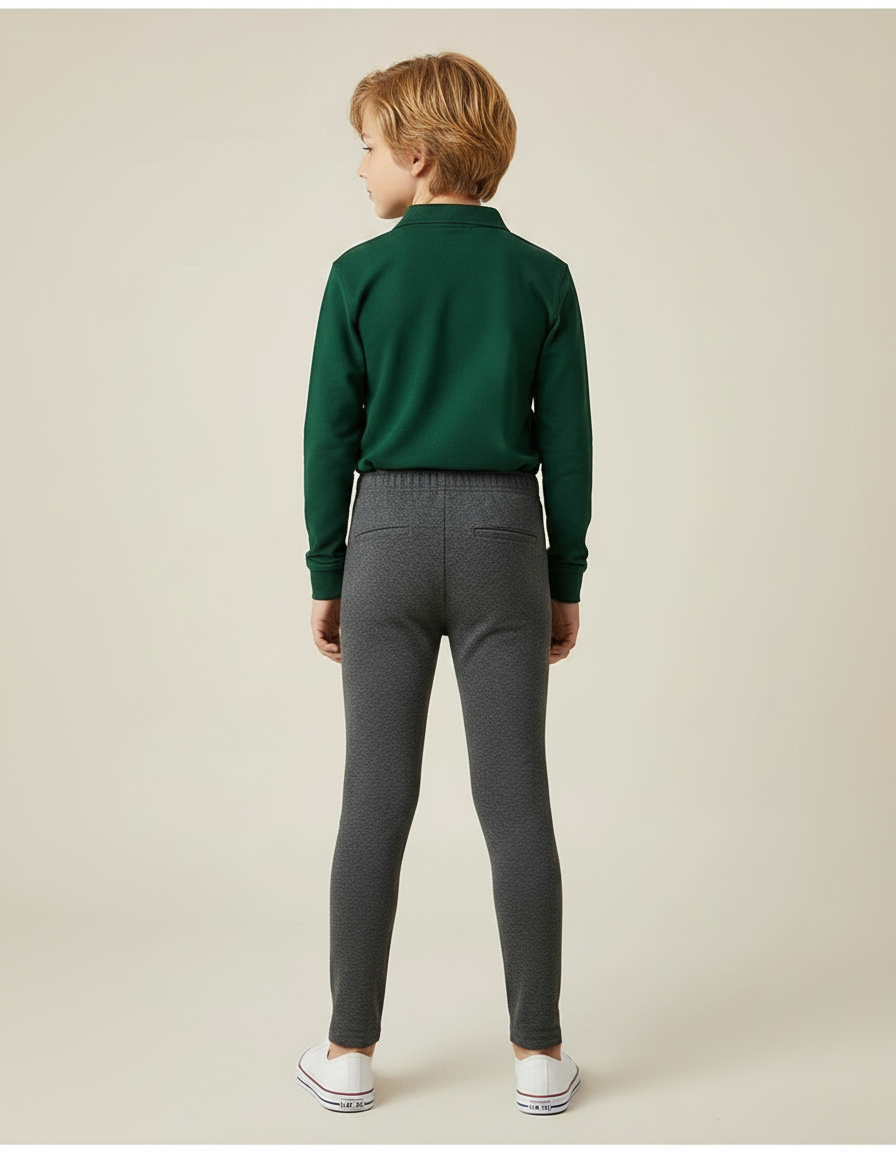 Pantalon Gris Élastique Slim Enfant Garçon Fille - Molleton - vue 2