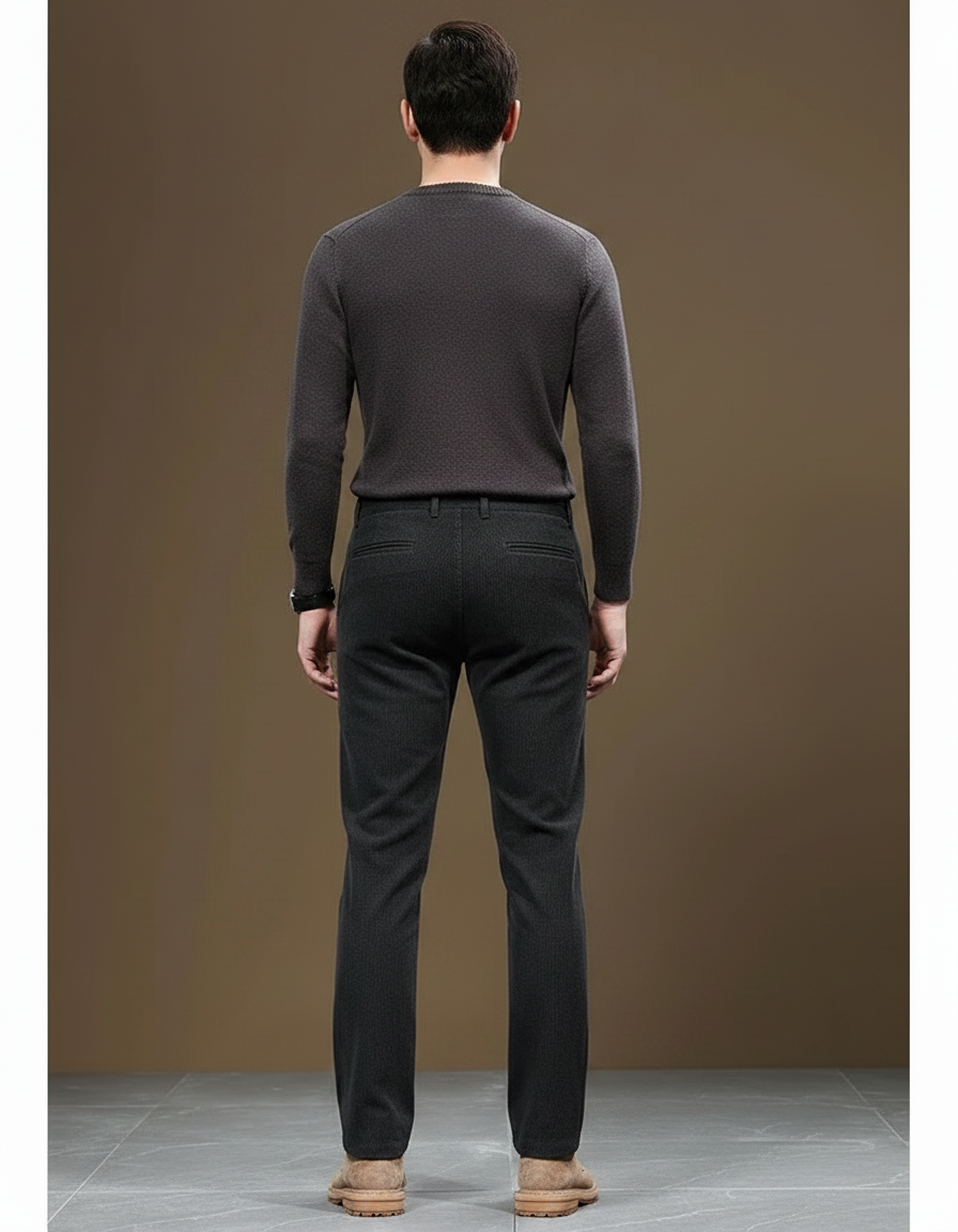 Pantalon Gris Côtelé Slim Chaud Homme - Cordé - vue 2