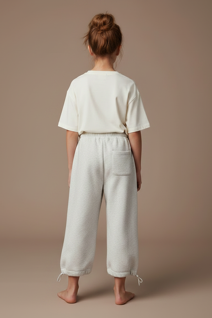 Pantalon Gris Ample Molletonné Cordon Décontracté Enfant - vue 2
