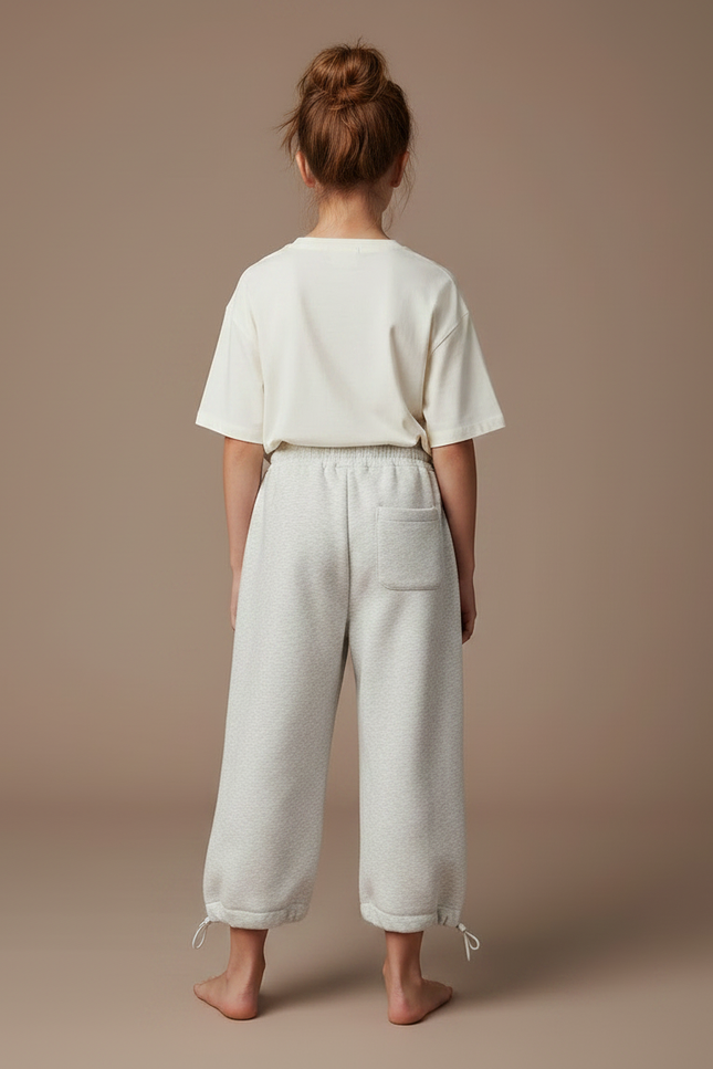 Pantalon Gris Ample Molletonné Cordon Décontracté Enfant - vue 2