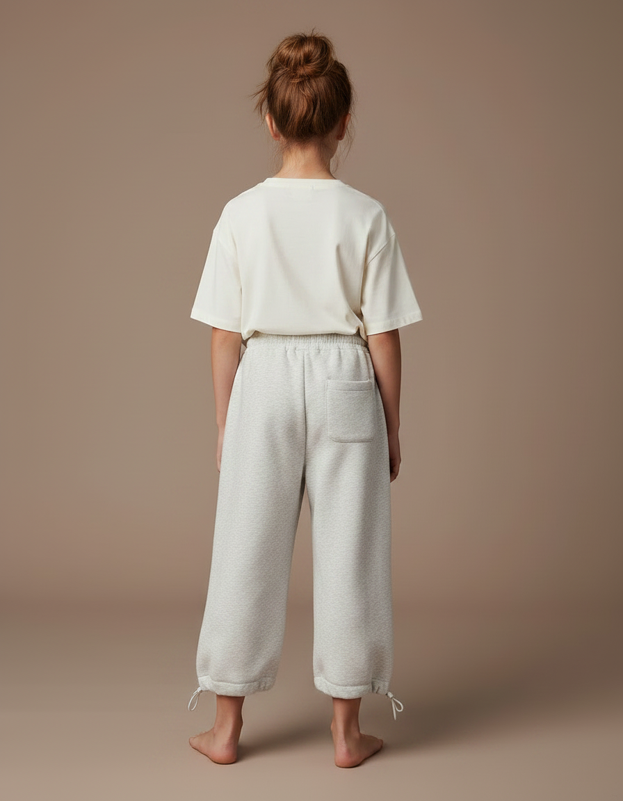 Pantalon Gris Ample Molletonné Cordon Décontracté Enfant - vue 2
