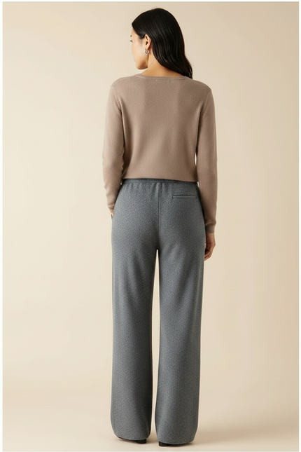 Pantalon Gris Ample Tricoté Doux Confortable Femme - Maille - vue 2
