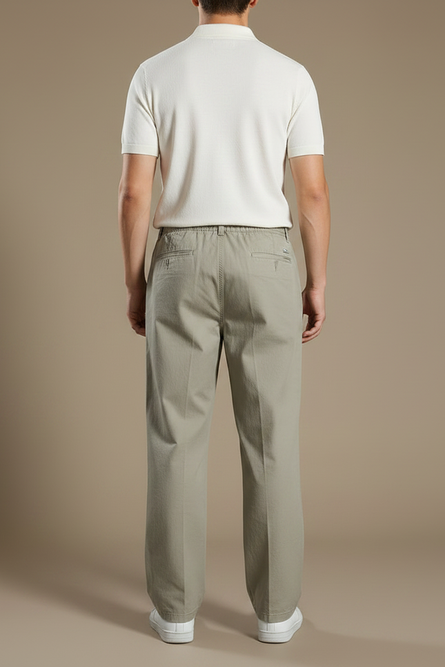 Pantalon Gris Décontracté Confortable Coton Ample Homme - Kaki - vue 2
