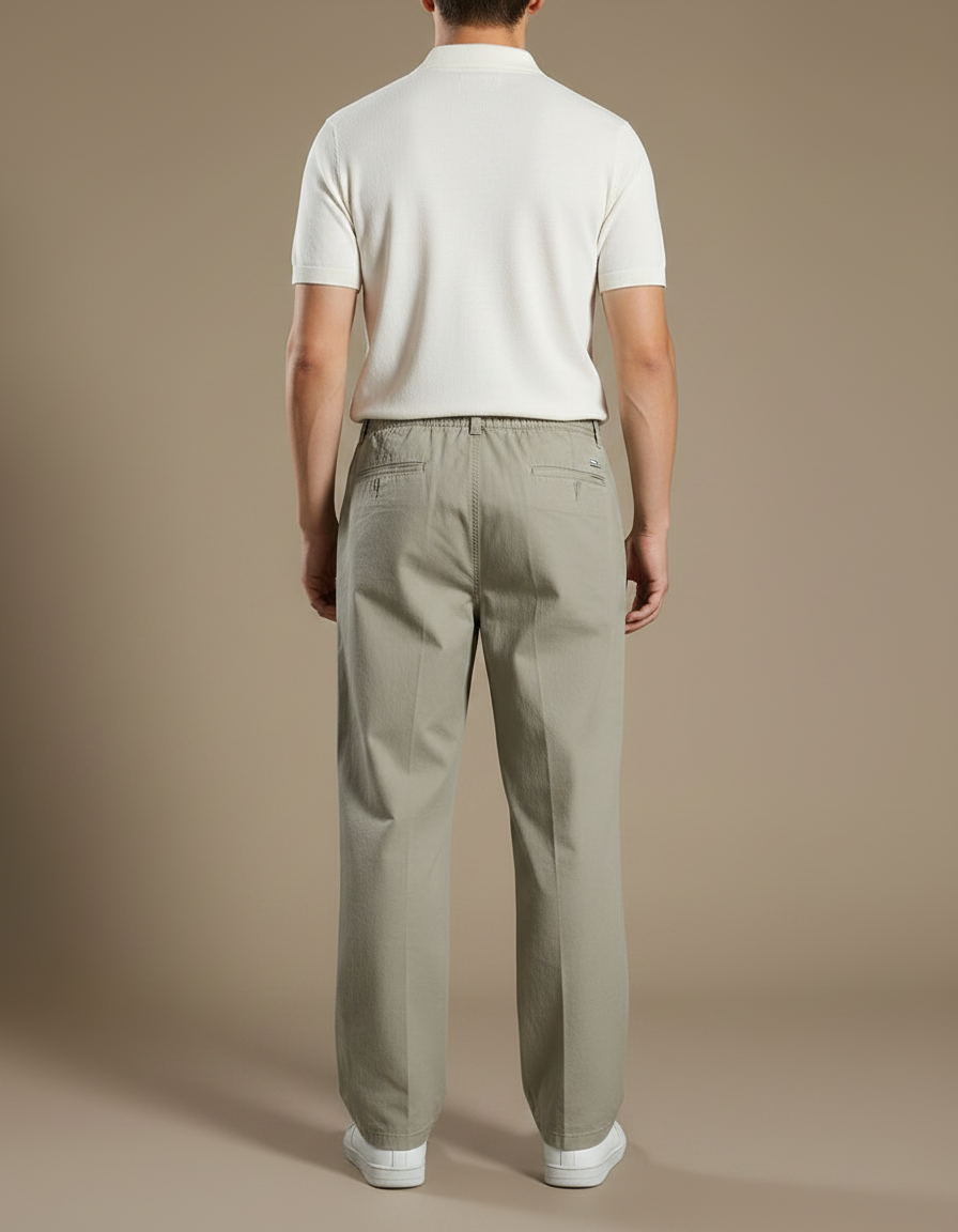 Pantalon Gris Décontracté Confortable Coton Ample Homme - Kaki - vue 2