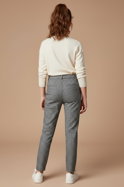 Pantalon Gris Prince De Galles - Laine - vue 2