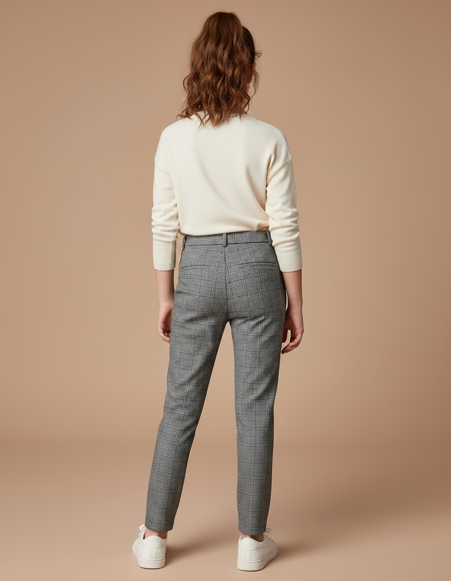 Pantalon Gris Prince De Galles - Laine - vue 2