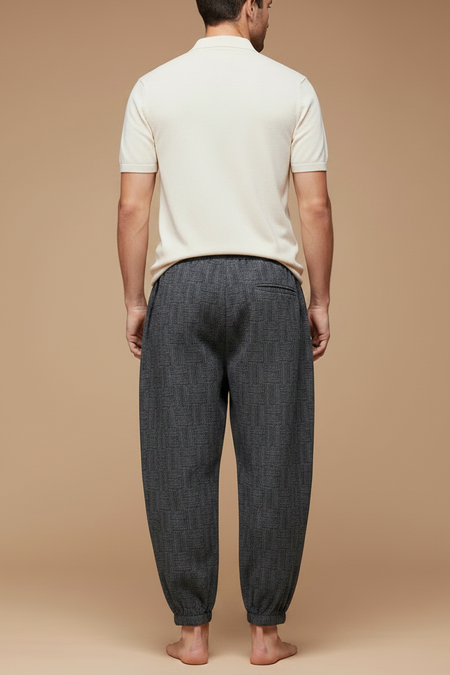 Pantalon Gris Harem Motif Géométrique Décontracté Homme - Coton - vue 2