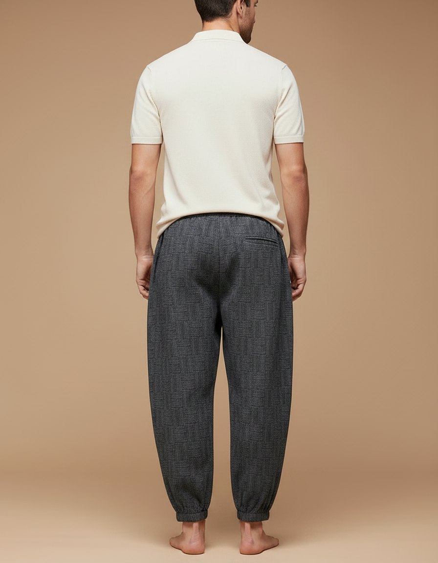Pantalon Gris Harem Motif Géométrique Décontracté Homme - Coton - vue 2
