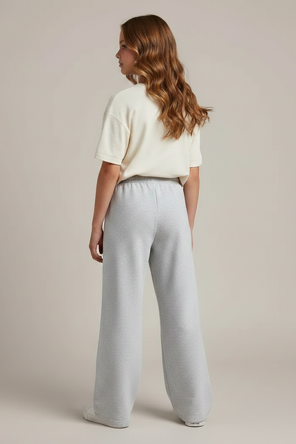 Pantalon Gris Ample Molletonné Décontracté Unisexe - vue 2