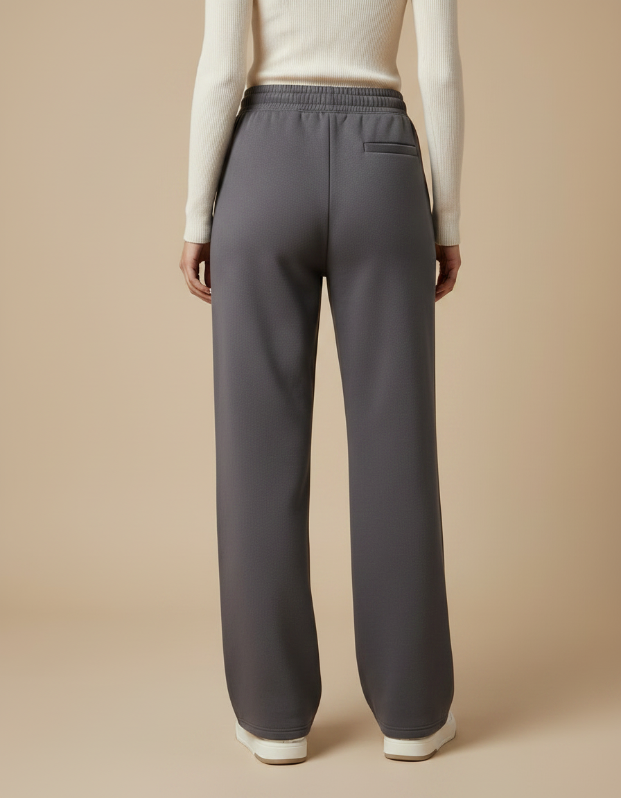 Pantalon Gris Ample Molletonné Confortable Femme - vue 2