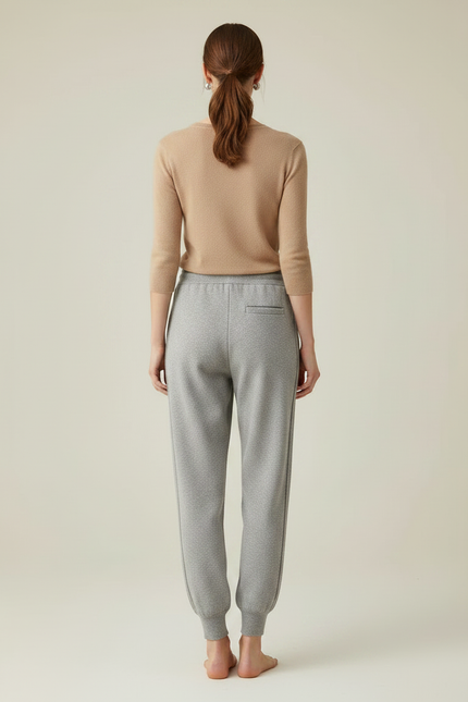 Pantalon Gris Jogging Laine Tricoté Décontracté Femme - vue 2