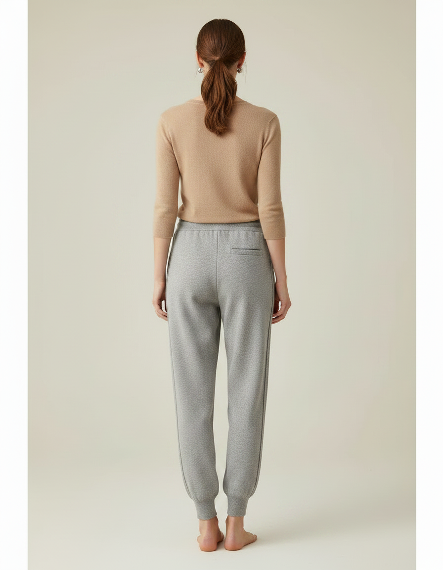 Pantalon Gris Jogging Laine Tricoté Décontracté Femme - vue 2