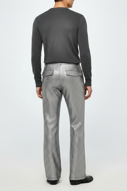 Pantalon Gris Métallisé - Argenté Maille - vue 2