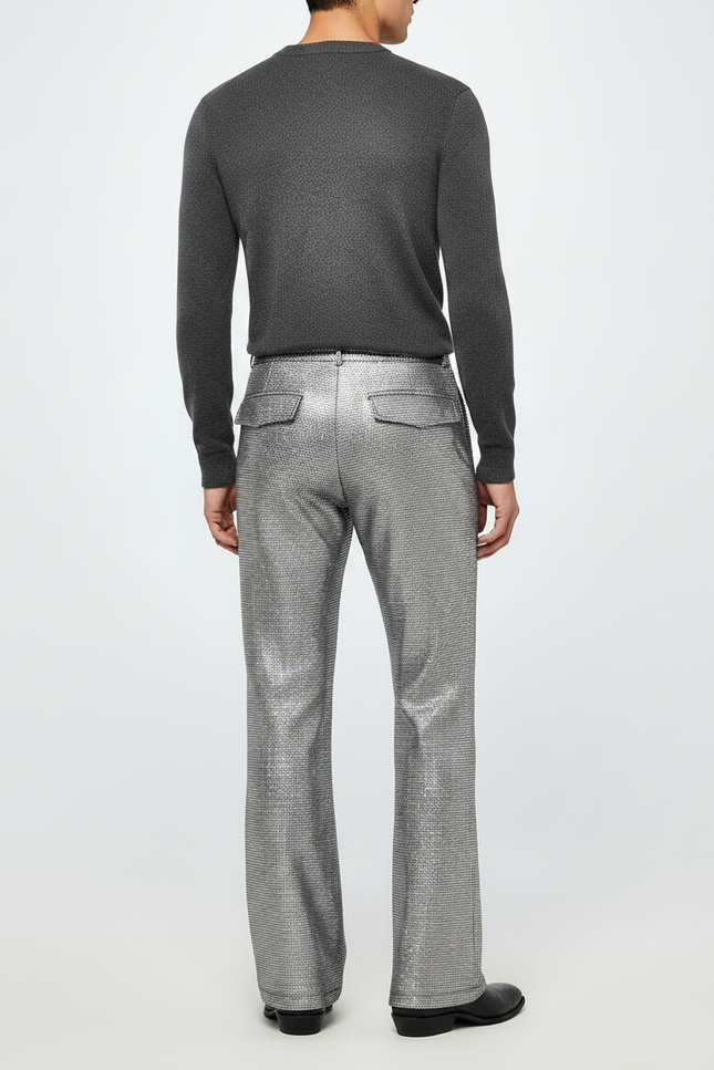 Pantalon Gris Métallisé - Argenté Maille - vue 2