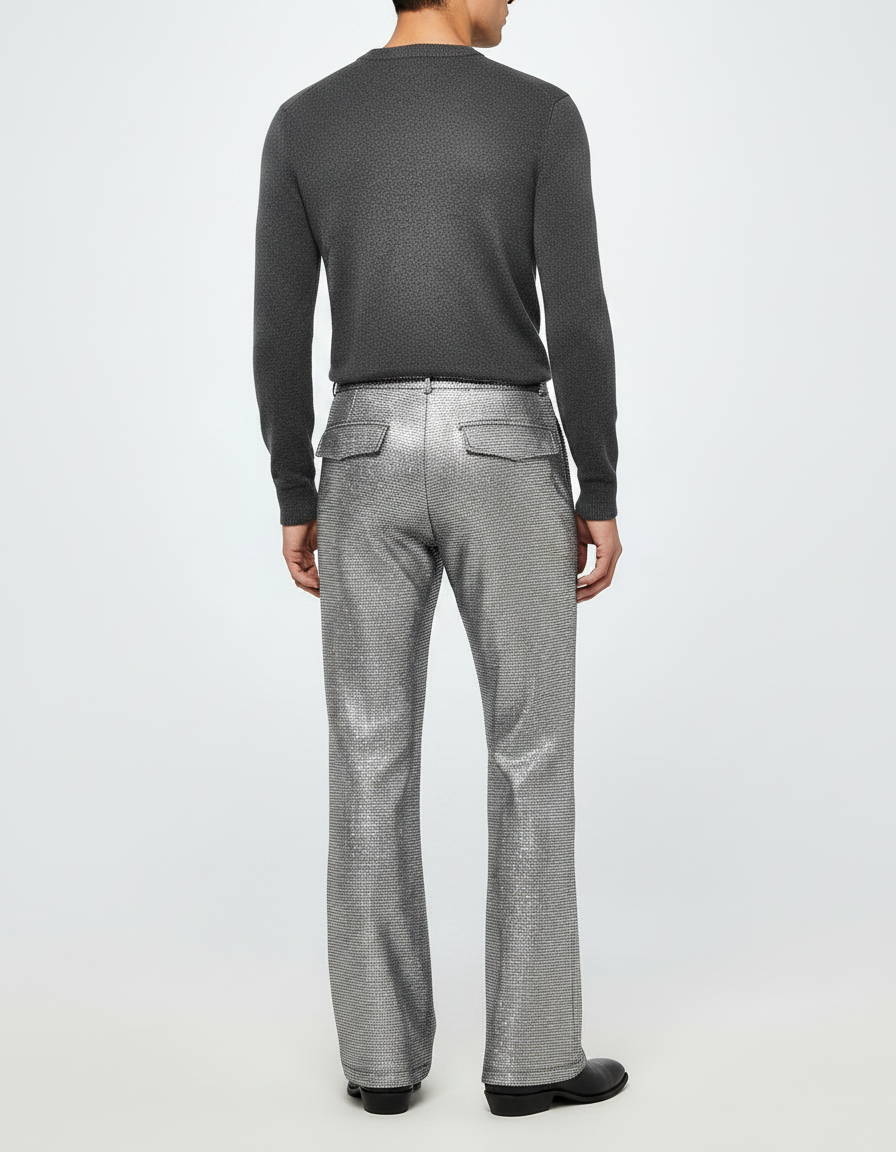 Pantalon Gris Métallisé - Argenté Maille - vue 2