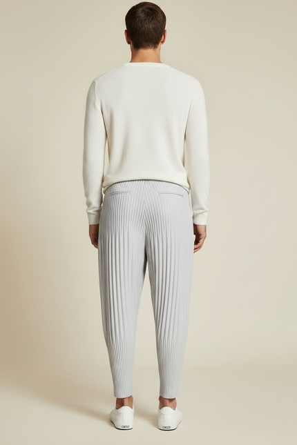 Pantalon Gris Plissé Ample Décontracté Homme - Polyester - vue 2