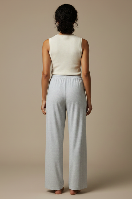 Pantalon Gris Rayé Ample Cordon Décontracté - Maille - vue 2