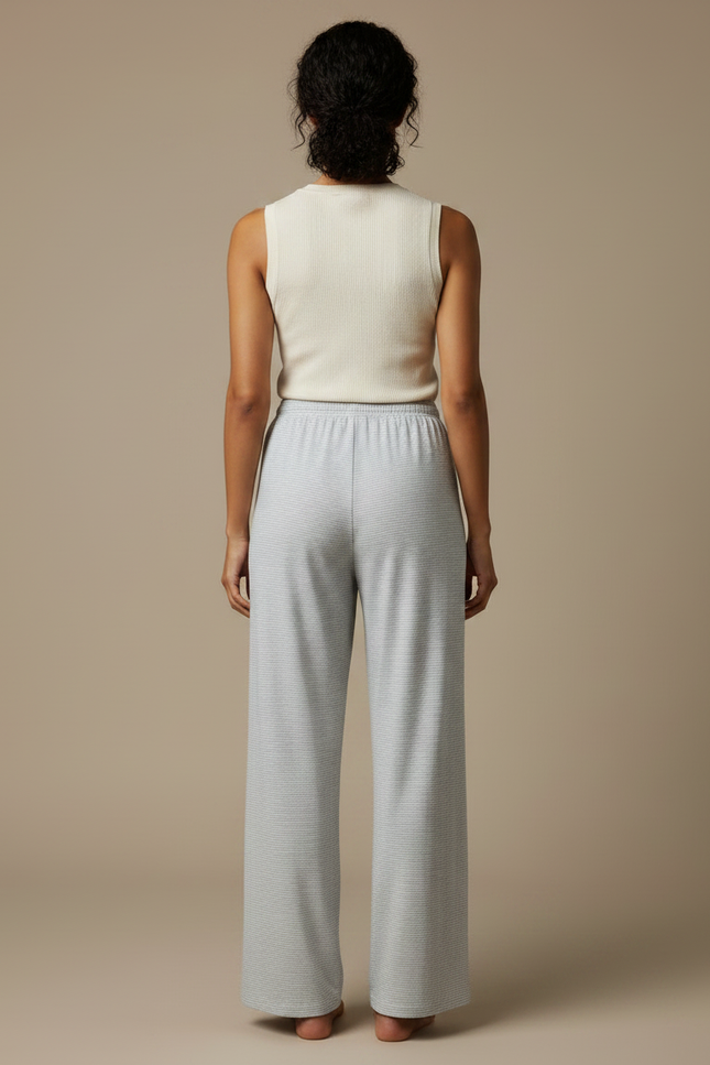 Pantalon Gris Rayé Ample Cordon Décontracté - Maille - vue 2