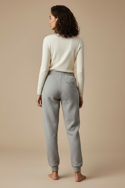 Pantalon Gris Jogging Molletonné Imprimé Sport Décontracté Femme - vue 2