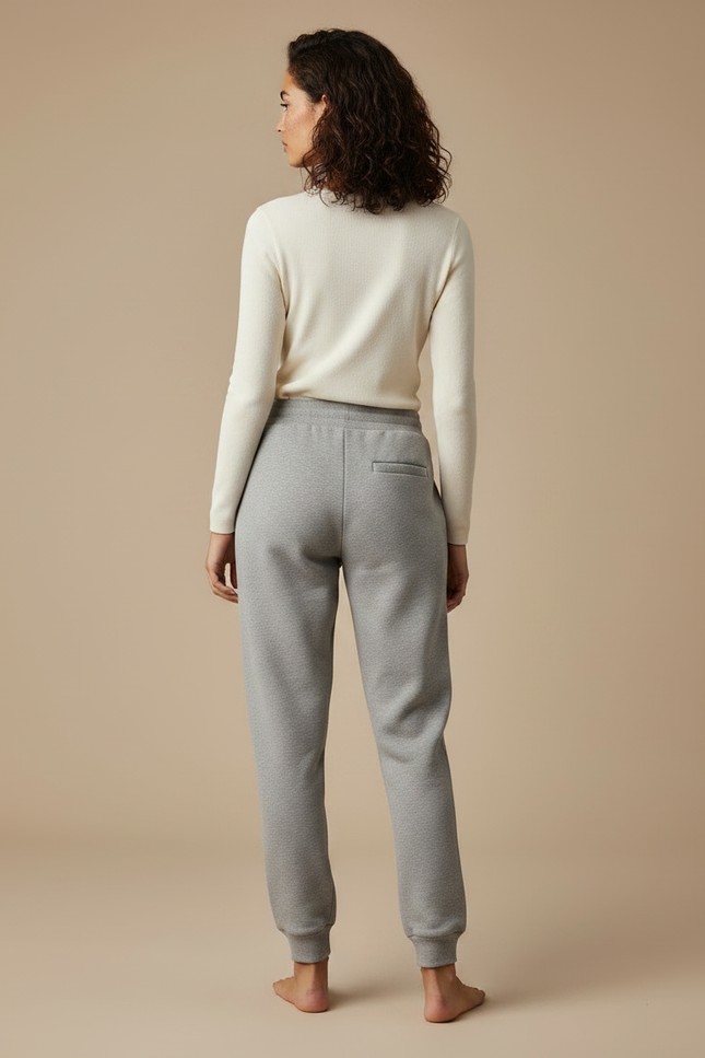Pantalon Gris Jogging Molletonné Imprimé Sport Décontracté Femme - vue 2