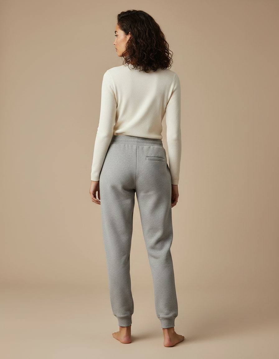 Pantalon Gris Jogging Molletonné Imprimé Sport Décontracté Femme - vue 2