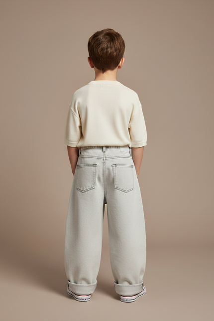 Pantalon Gris Large Ample Décontracté Enfant Garçon - Jean - vue 2