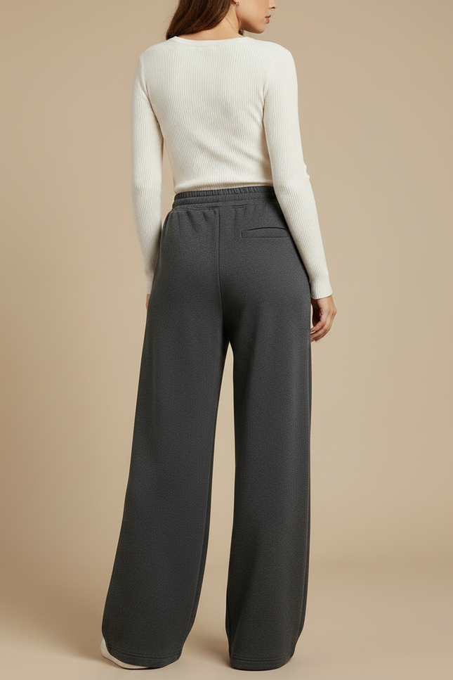 Pantalon Gris Ample Décontracté Molletonné Femmes Larges - vue 2