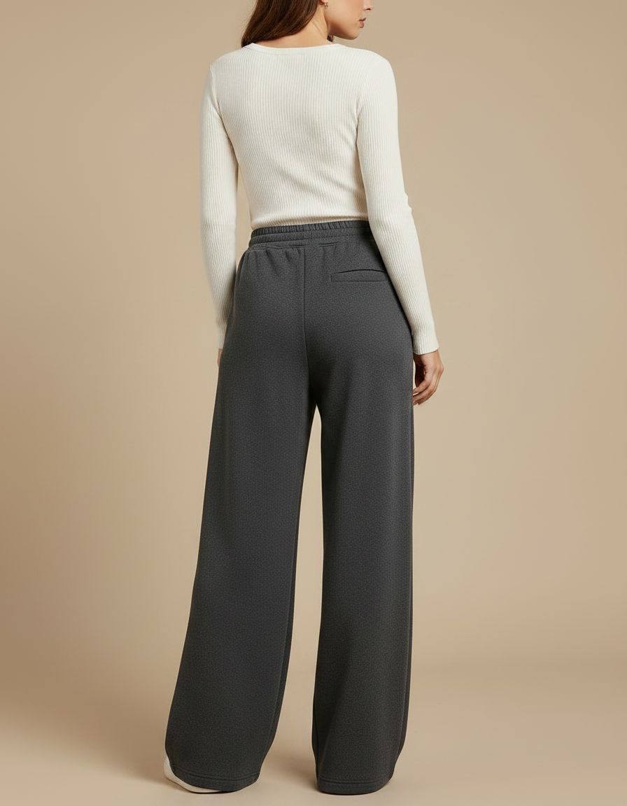 Pantalon Gris Ample Décontracté Molletonné Femmes Larges - vue 2