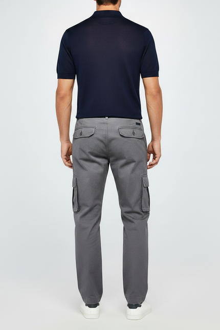 Pantalon Gris Cargo Homme Coton Décontracté Droit - vue 2