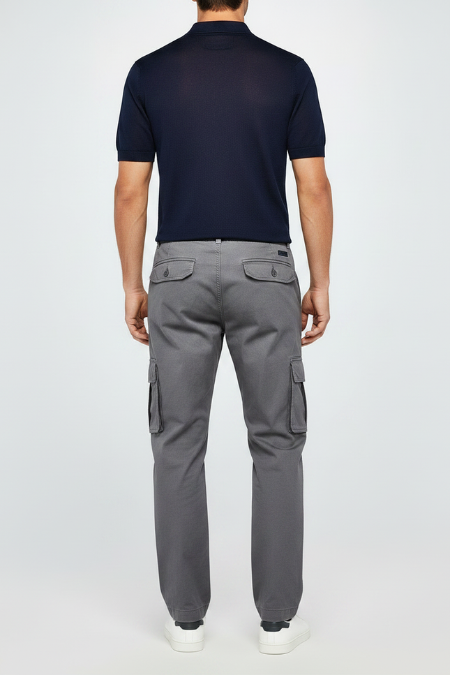 Pantalon Gris Cargo Homme Coton Décontracté Droit - vue 2