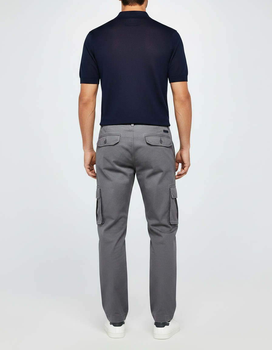 Pantalon Gris Cargo Homme Coton Décontracté Droit - vue 2