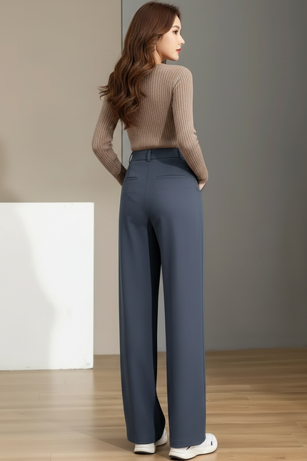 Pantalon Gris Fluide Large Décontracté Femme - Polyester - vue 2