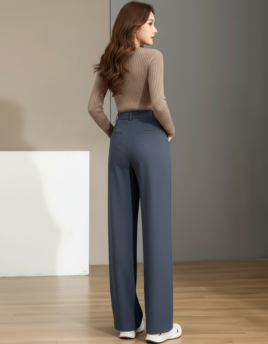 Pantalon Gris Fluide Large Décontracté Femme - Polyester - vue 2