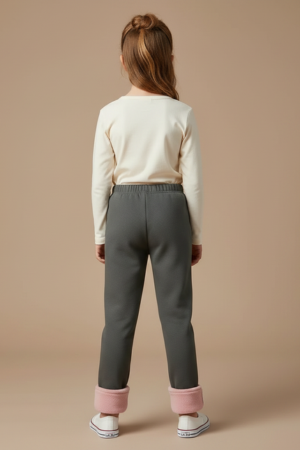 Pantalon Gris Enfant Molleton Lapin Hiver Doux - vue 2