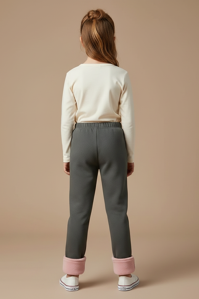 Pantalon Gris Enfant Molleton Lapin Hiver Doux - vue 2