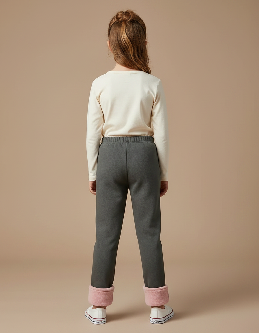 Pantalon Gris Enfant Molleton Lapin Hiver Doux - vue 2