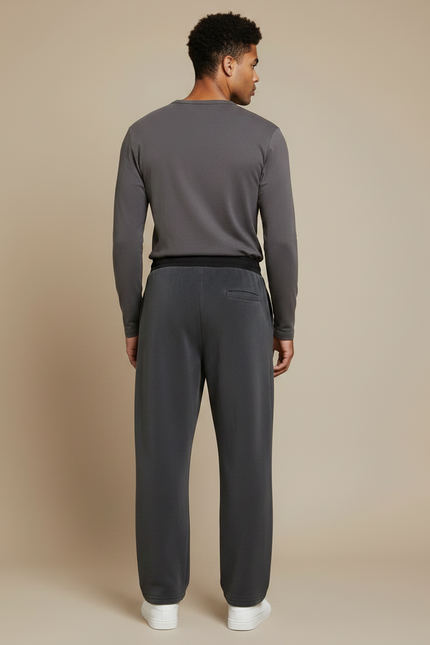 Pantalon Gris Ample Décontracté Cordon Molletonné Homme - vue 2