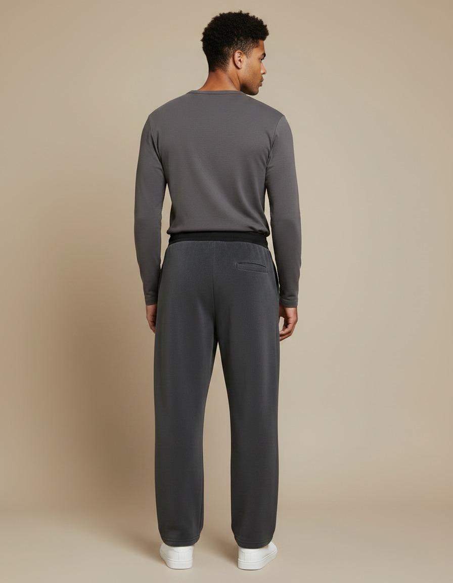 Pantalon Gris Ample Décontracté Cordon Molletonné Homme - vue 2