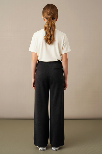 Pantalon Gris Ample Tricoté Cordon Fille - Maille - vue 2