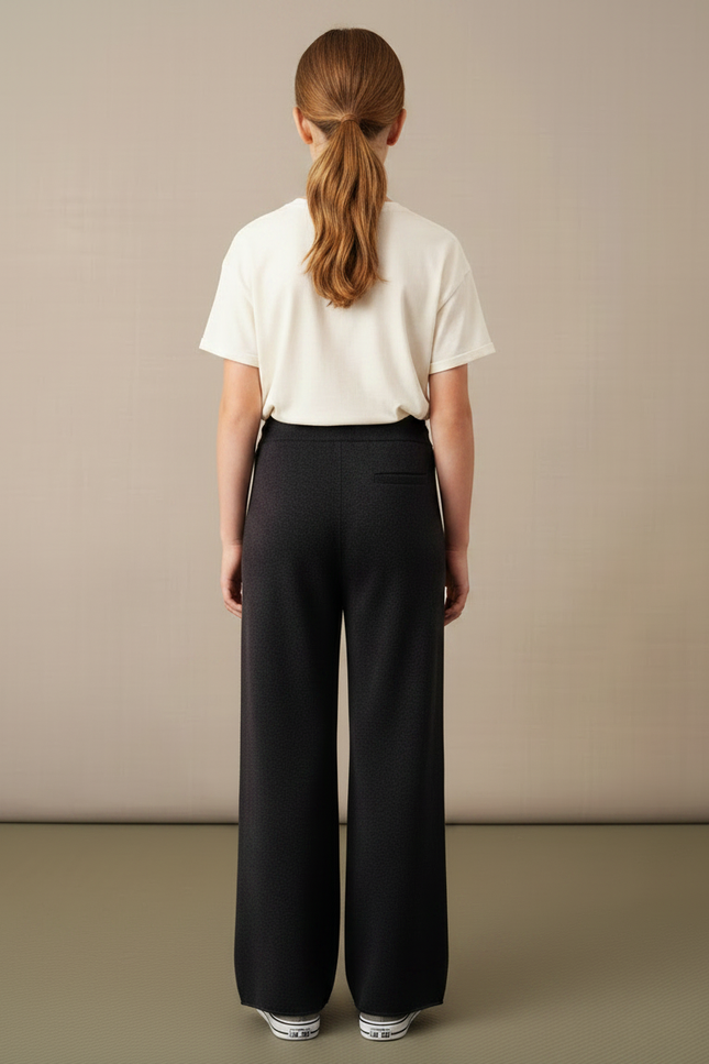 Pantalon Gris Ample Tricoté Cordon Fille - Maille - vue 2