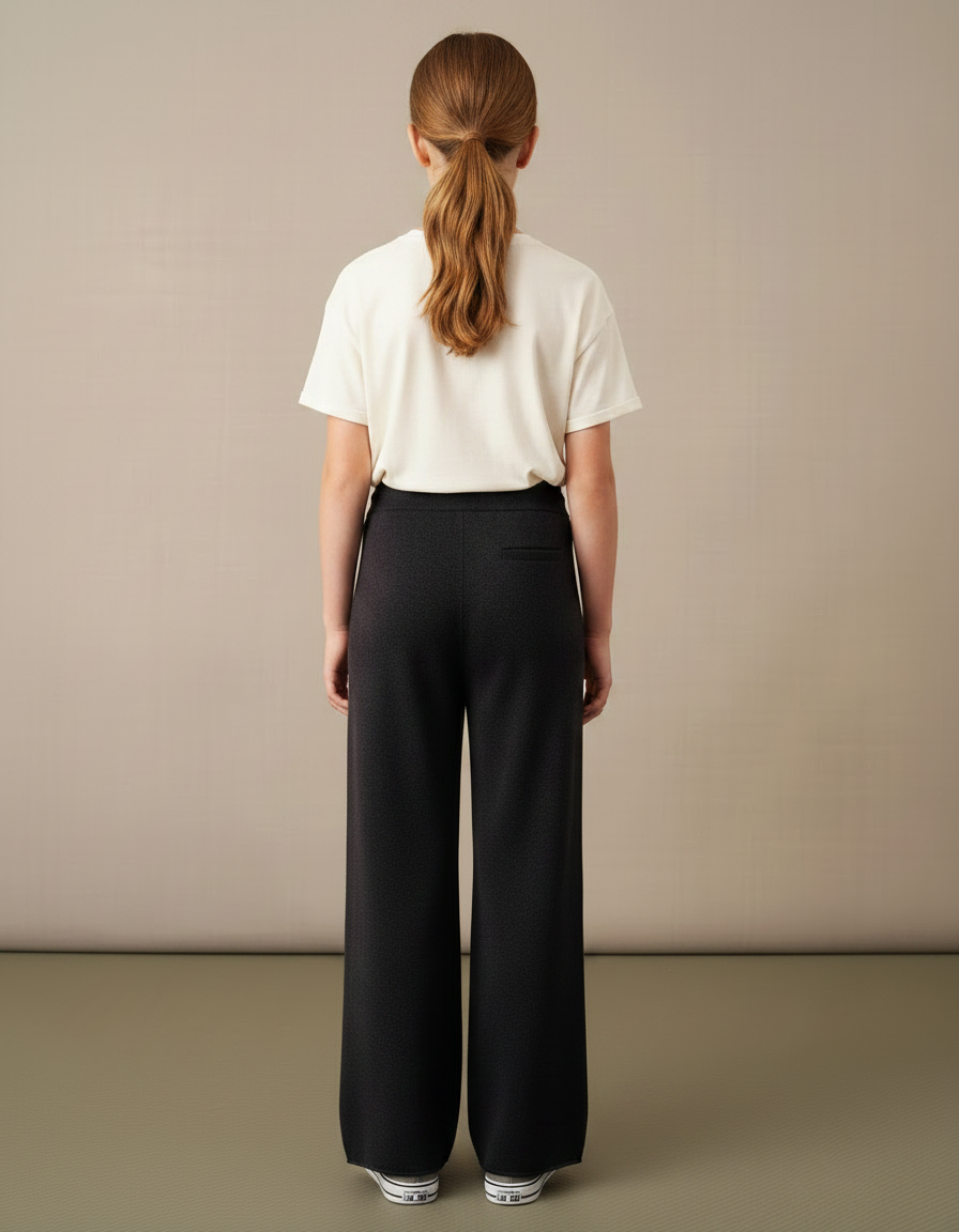Pantalon Gris Ample Tricoté Cordon Fille - Maille - vue 2