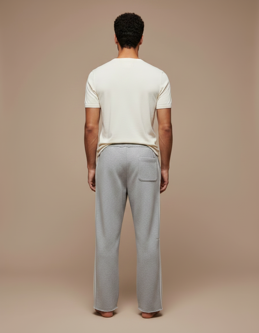 Pantalon Gris Ample Sportif Rayures Homme - Molleton - vue 2