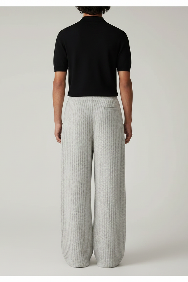 Pantalon Gris Large Plissé Décontracté Confortable Homme - Maille - vue 2