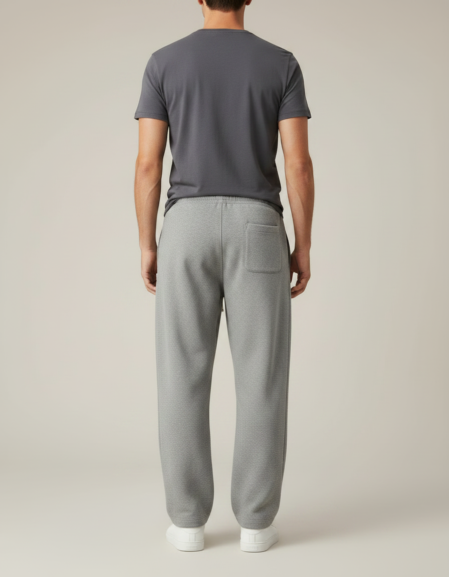 Pantalon Gris Homme Molletonné Ample Cordon Décontracté - vue 2