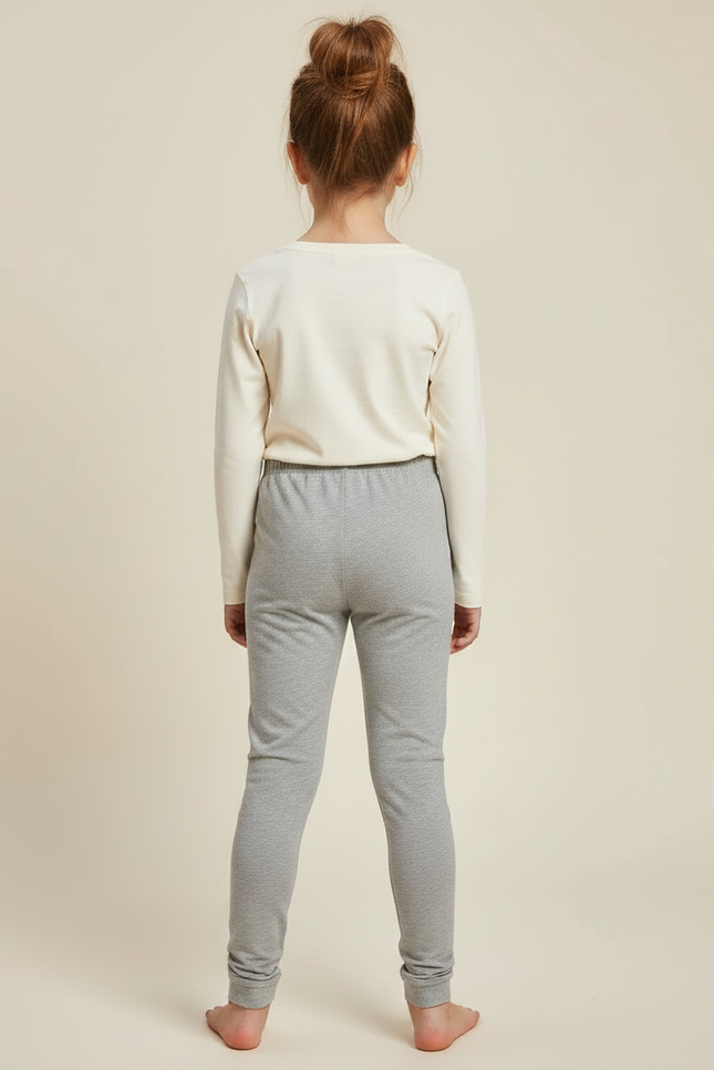 Pantalon Gris Coton Imprimé Fleurs Skinny Fille - Molleton - vue 2