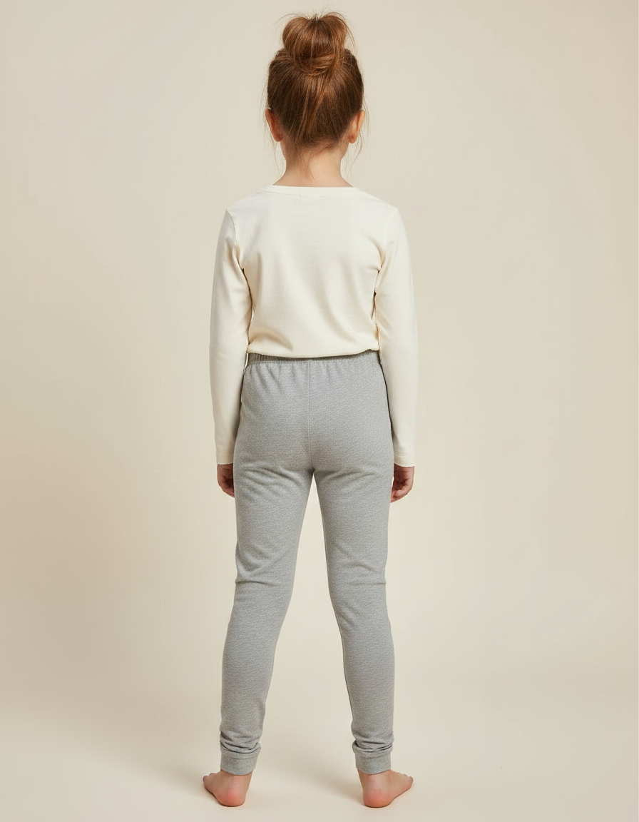 Pantalon Gris Coton Imprimé Fleurs Skinny Fille - Molleton - vue 2