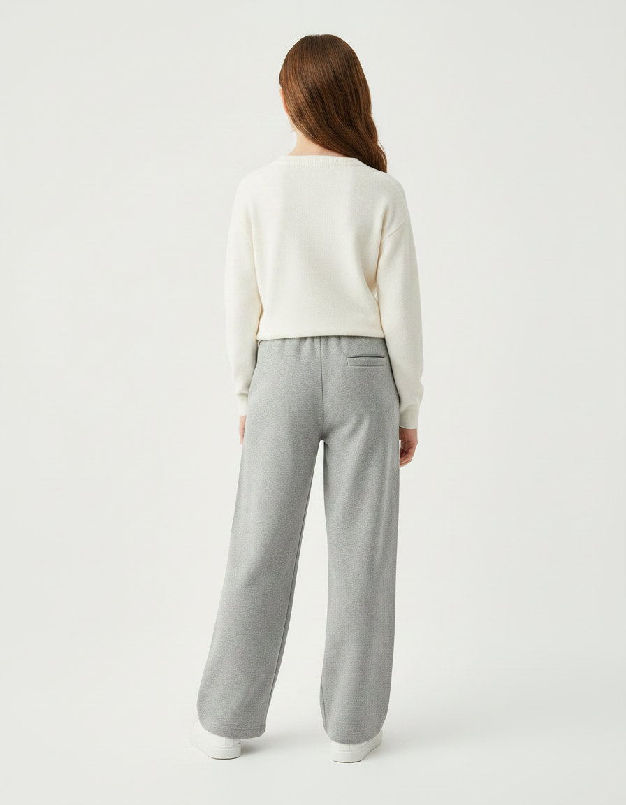 Pantalon Gris Ample Molletonné Confortable Fille - vue 2