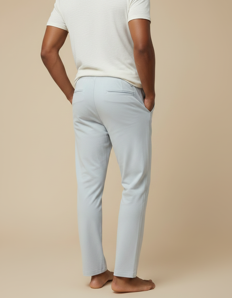 Pantalon Gris Lin Coton Ample Décontracté Cordon - vue 2